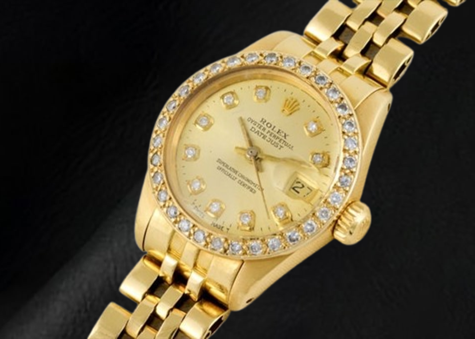 Orologio Rolex Datejust 26 mm Champagne Diamond Dial President Oro Giallo