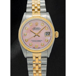 Orologio Rolex Datejust 36 mm in madreperla rosa con quadrante in diamanti bicolore