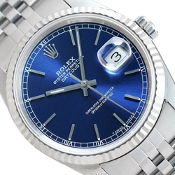 Orologio Rolex Datejust Anno 2000 Quadrante Blu Stick 36 mm Acciaio Inossidabile