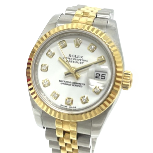 Orologio Rolex Datejust con quadrante bianco con diamanti e chiusura nascosta a scatto rapido da 36 mm, bicolore