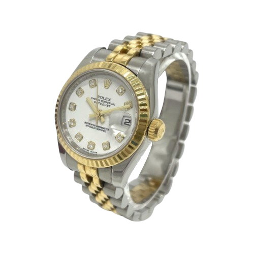 Orologio Rolex Datejust con quadrante bianco con diamanti e chiusura nascosta a scatto rapido da 36 mm, bicolore