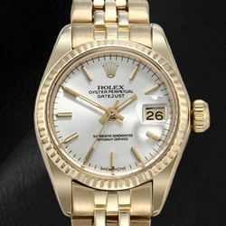 Orologio Rolex Lady Datejust quadrante bianco a bastoncino President in oro giallo