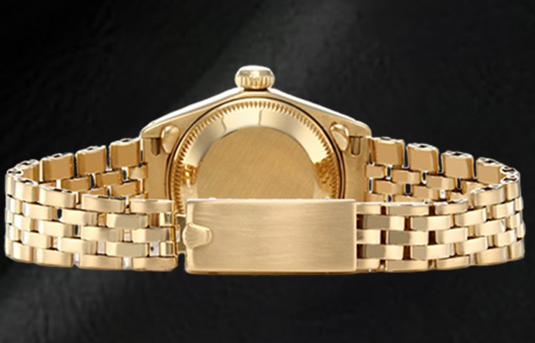 Orologio Rolex Lady Datejust quadrante bianco a bastoncino President in oro giallo