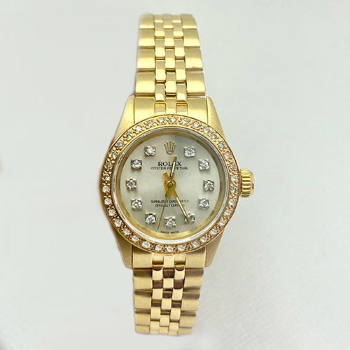 Orologio Rolex Oyster Quadrante in madreperla con diamanti Cinturino in oro giallo Jubilee