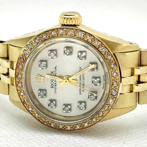 Orologio Rolex Oyster Quadrante in madreperla con diamanti Cinturino in oro giallo Jubilee