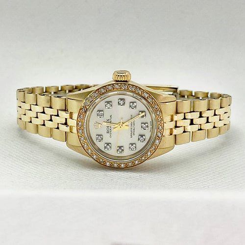 Orologio Rolex Oyster Quadrante in madreperla con diamanti Cinturino in oro giallo Jubilee