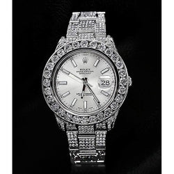 Orologio Rolex con diamanti personalizzati da 32 carati, quadrante argentato, acciaio inossidabile Datejust Ii
