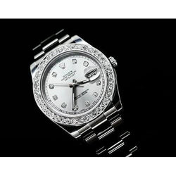 Orologio Rolex con lunetta in acciaio inossidabile con diamanti Quadrante in argento con diamanti Ii