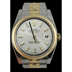 Orologio Datejust Rolex da uomo con quadrante bianco in acciaio inossidabile e oro giubileo impostazione rapida