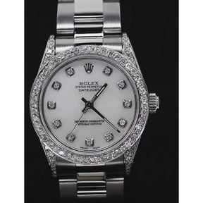 Orologio Datejust Rolex di medie dimensioni Bracciale ostrica con lunetta di diamanti personalizzata 
