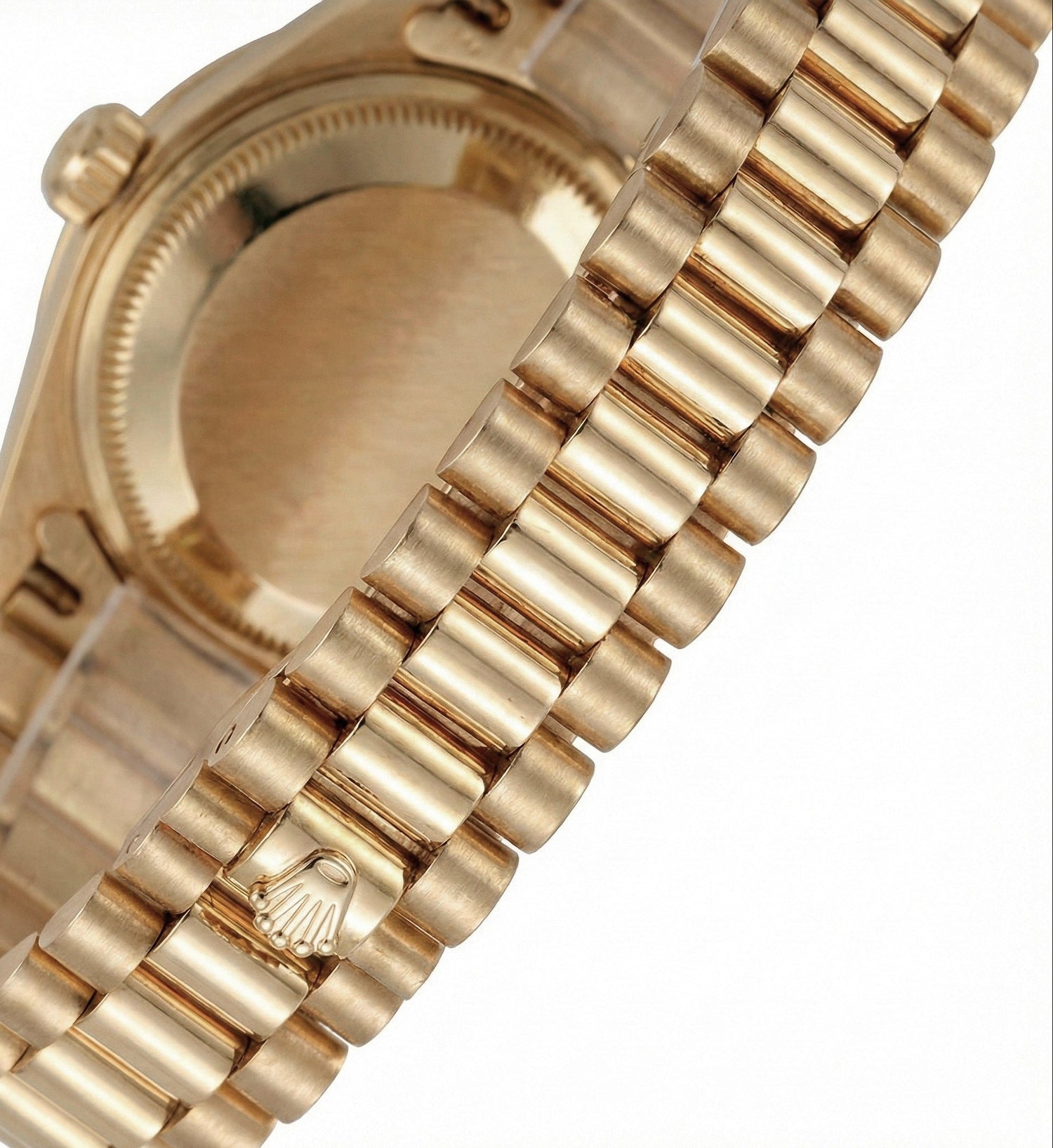 Orologio Datejust Rolex in stile presidenziale in oro con quadrante bianco romano e lunetta con diamanti