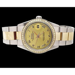 Orologio Datejust con quadrante romano champagne e bracciale Rolex in oro IMPOSTAZIONE RAPIDA