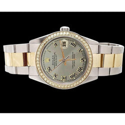 Orologio Datejust con quadrante romano grigio Rolex acciaio inossidabile e lunetta in oro con diamanti SET RAPIDO