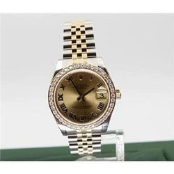 Orologio Datejust da 31 mm con lunetta personalizzata in diamanti e bracciale in oro Rolex di medie dimensioni