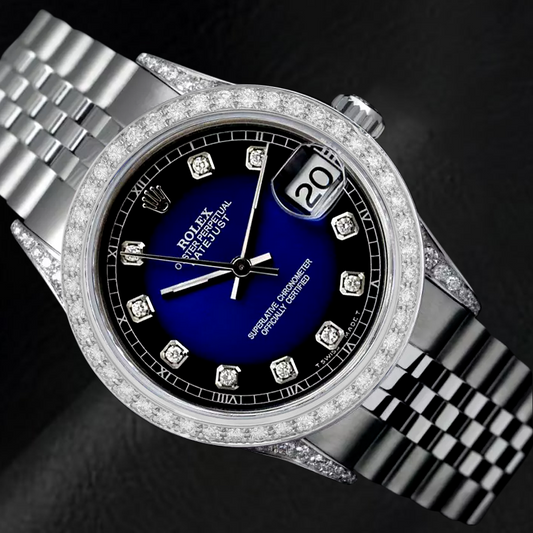 Orologio Datejust personalizzato quadrante blu con diamanti lunetta Rolex giubileo bracciale in acciaio inossidabile IMPOSTAZIONE RAPIDA