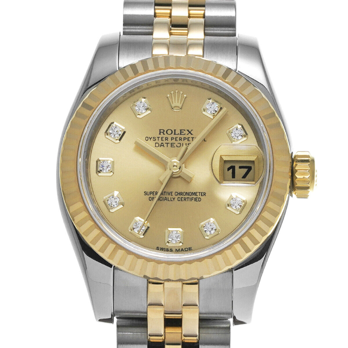 Orologio Rolex 179173 Datejust 26 mm quadrante champagne con diamanti anno 2014 bicolore