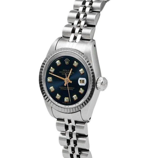 Orologio Rolex 26 mm Datejust quadrante blu con diamanti