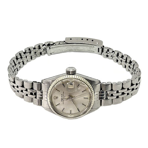Orologio Rolex 26 mm quadrante argento in acciaio inossidabile con data