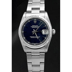Orologio Rolex 31mm Datejust in acciaio inossidabile con quadrante blu a bastoncino