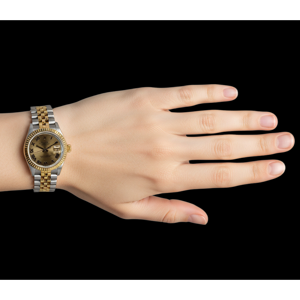 Orologio Rolex DateJust giubileo Bracciale Lunetta scanalata Acciaio inossidabile Oro Misura media P3