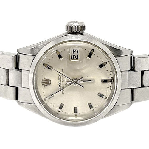 Orologio Rolex Date 26 mm quadrante argento a bastoncino in acciaio inossidabile