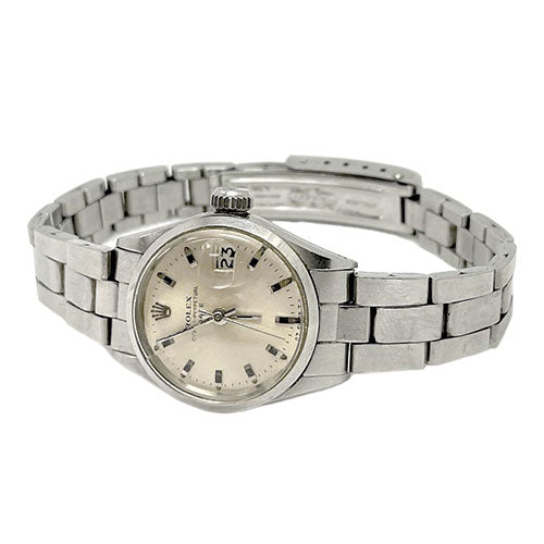 Orologio Rolex Date 26 mm quadrante argento a bastoncino in acciaio inossidabile