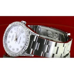 Orologio Rolex Date 34 mm Quadrante personalizzato con diamanti Bracciale ostrica Acciaio inossidabile da 1,5 ct