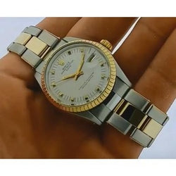 Orologio Rolex Date 34 mm quadrante bianco oro giallo e bracciale ostrica in acciaio inossidabile