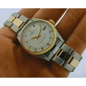 Orologio Rolex Date 34 mm quadrante bianco oro giallo e bracciale ostrica 