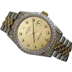 Orologio Rolex Date Uomo Champagne quadrante diamanti lunetta bicolore giubileo