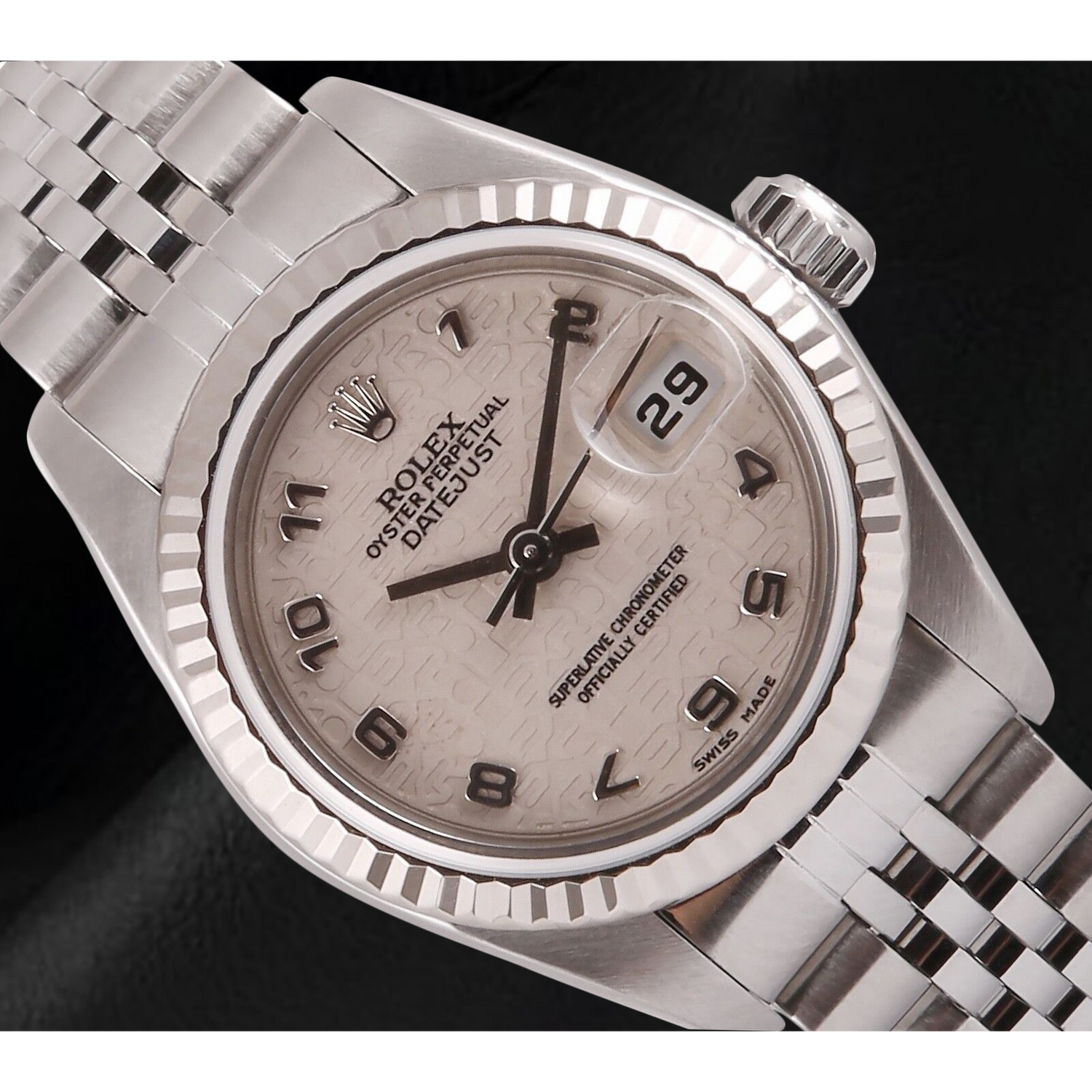 Orologio Rolex Datejust 26 mm bianco Jubilee quadrante arabo in acciaio inossidabile