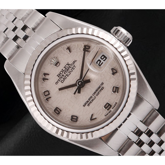 Orologio Rolex Datejust 26 mm bianco Jubilee quadrante arabo in acciaio inossidabile