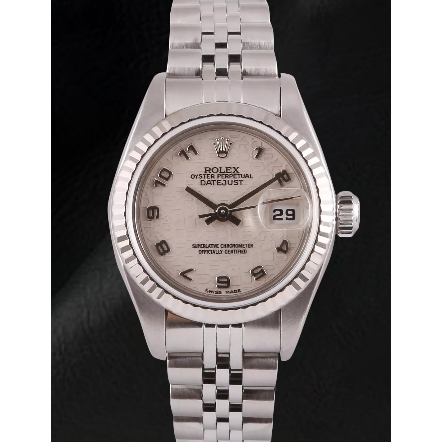 Orologio Rolex Datejust 26 mm bianco Jubilee quadrante arabo in acciaio inossidabile