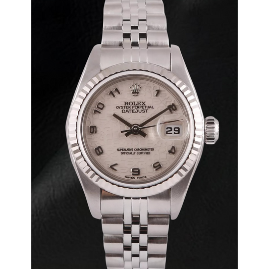 Orologio Rolex Datejust 26 mm bianco Jubilee quadrante arabo in acciaio inossidabile