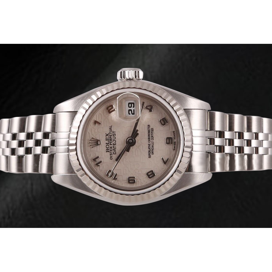 Orologio Rolex Datejust 26 mm bianco Jubilee quadrante arabo in acciaio inossidabile