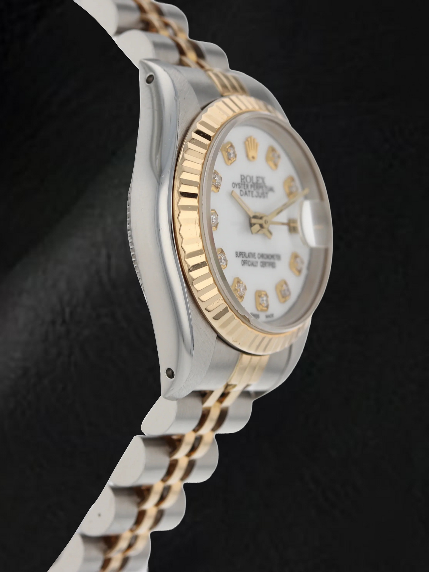Orologio Rolex Datejust 26 mm con quadrante bianco e diamanti, bracciale Jubilee, bicolore