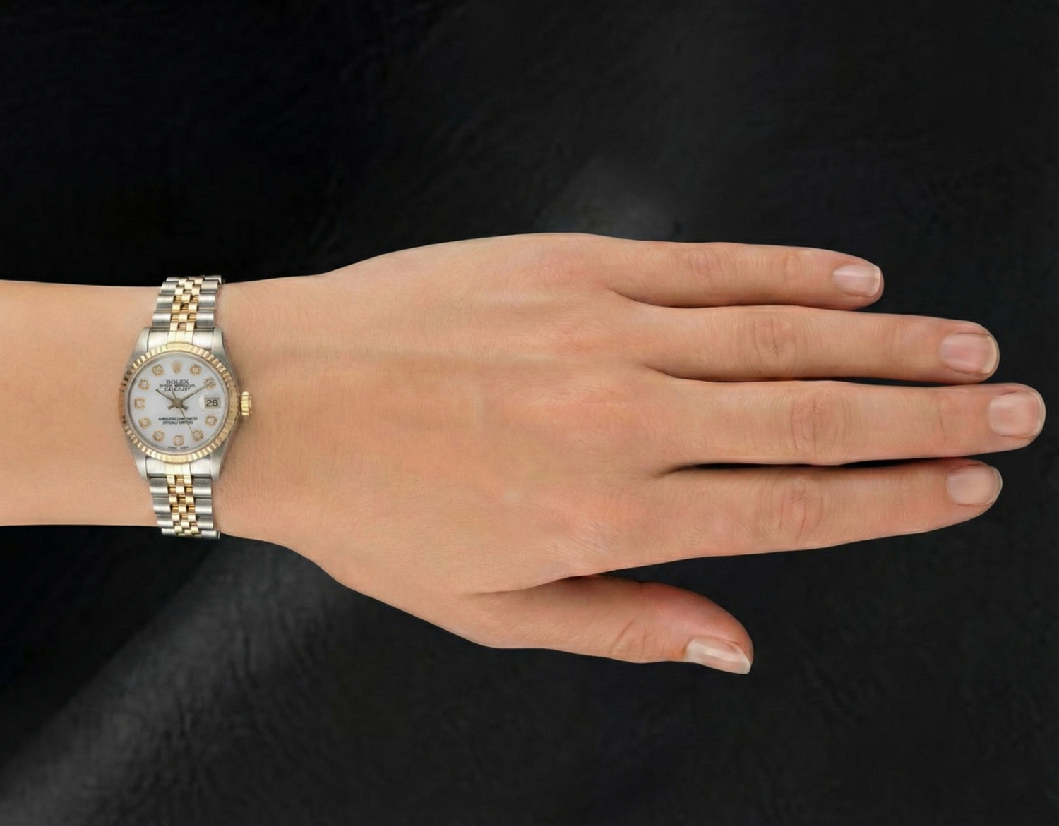 Orologio Rolex Datejust 26 mm con quadrante bianco e diamanti, bracciale Jubilee, bicolore