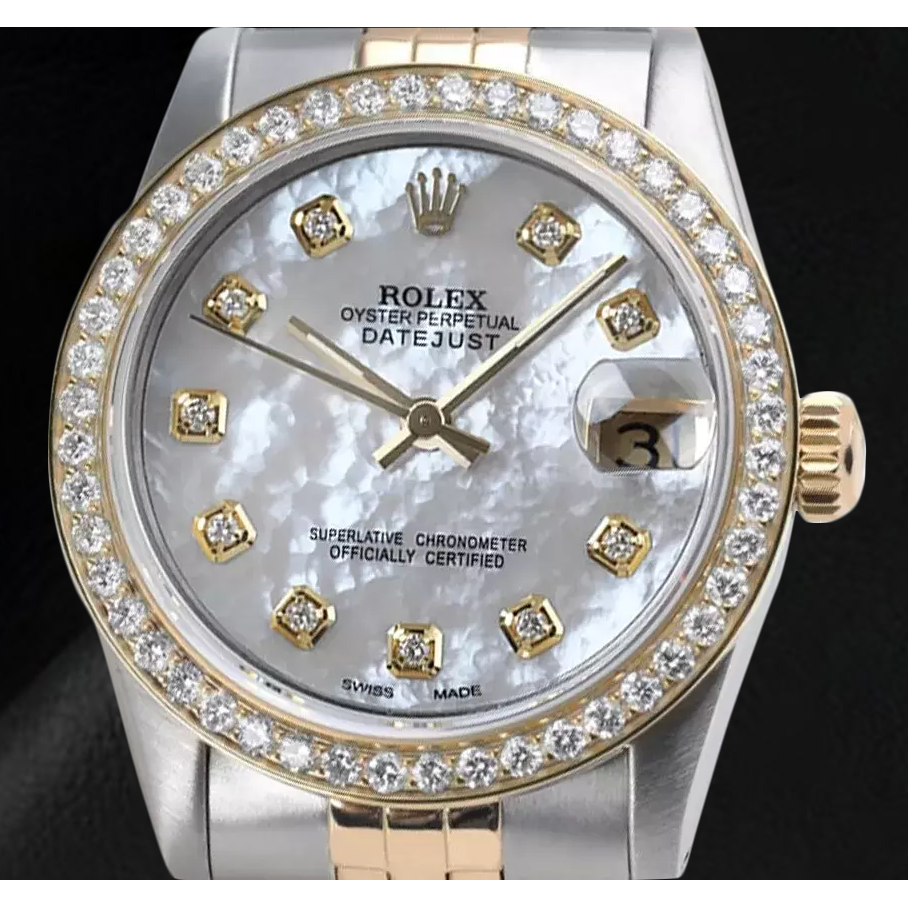 Orologio Rolex Datejust 31 mm bianco madreperla quadrante diamanti bicolore