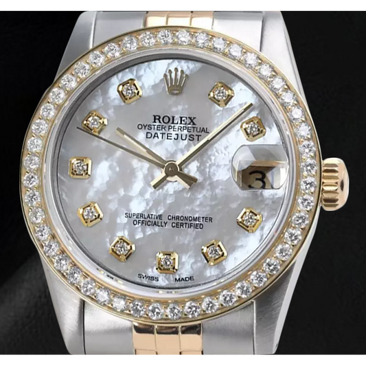 Orologio Rolex Datejust 31 mm bianco madreperla quadrante diamanti bicolore