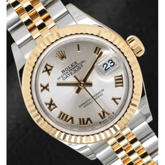 Orologio Rolex Datejust 31 mm di medie dimensioni in acciaio inossidabile e bracciale giubileoin oro