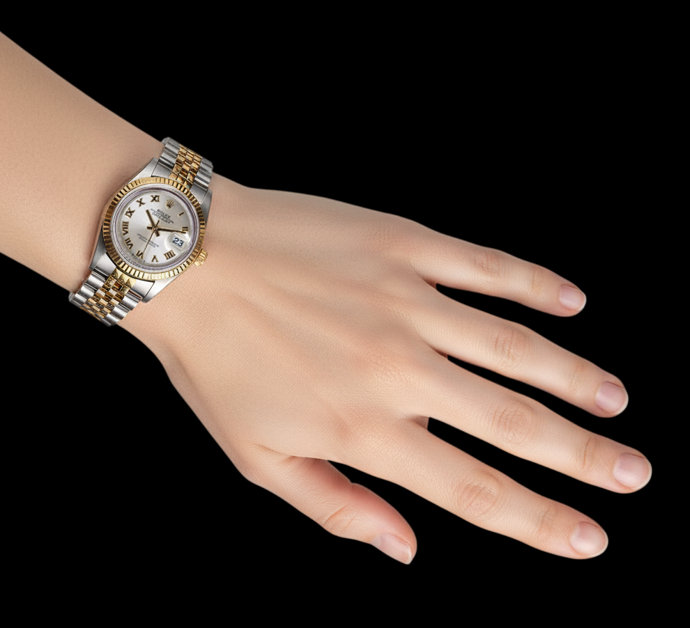 Orologio Rolex Datejust 31 mm di medie dimensioni in acciaio inossidabile e bracciale giubileoin oro P7