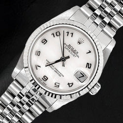 Orologio Rolex Datejust 31mm quadrante arabo in madreperla bianca