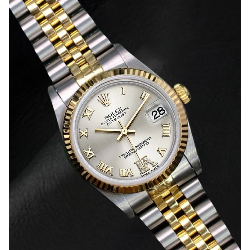 Orologio Rolex Datejust 36 mm argento quadrante romano bicolore