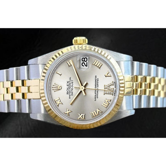 Orologio Rolex Datejust 36 mm argento quadrante romano bicolore