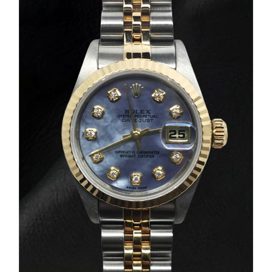 Orologio Rolex Datejust Anno 2001 Quadrante Madreperla Grigio Diamanti 26 mm Bicolore
