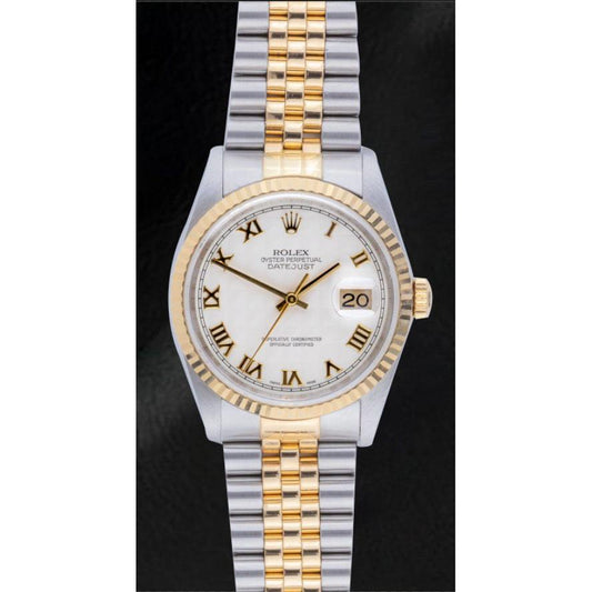 Orologio Rolex Datejust Anno 2002 Quadrante Bianco Romano 36 mm Bicolore