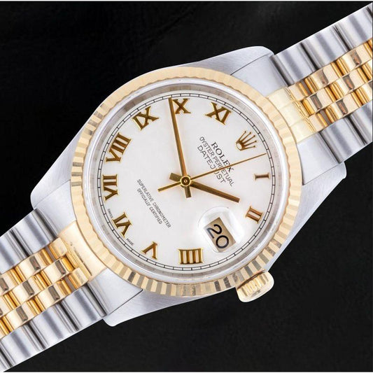 Orologio Rolex Datejust Anno 2002 Quadrante Bianco Romano 36 mm Bicolore
