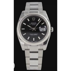 Orologio Rolex Datejust Bracciale ostrica con quadrante nero e cinturino in acciaio inossidabile di medie dimensioni