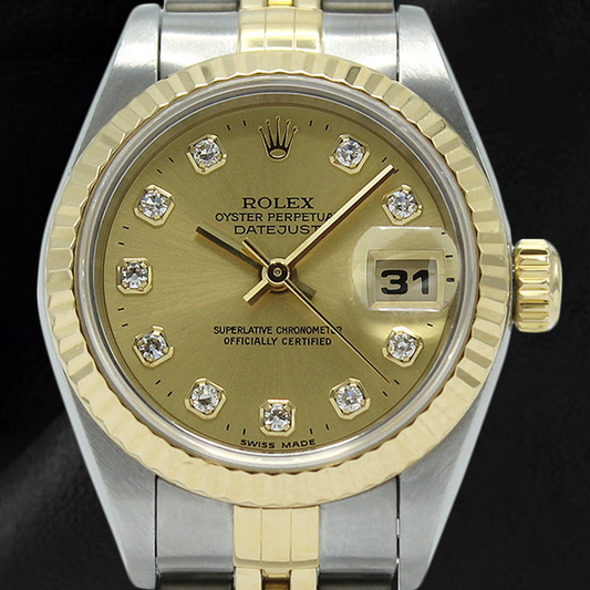 Orologio Rolex Datejust Champagne Diamond Dial 26 mm Anno 2001 Bicolore