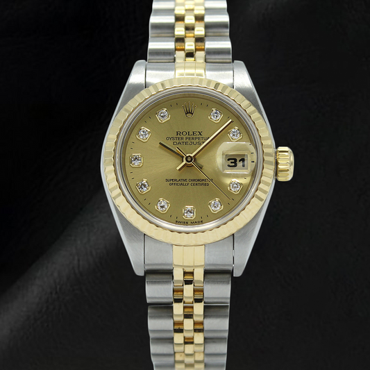 Orologio Rolex Datejust Champagne Diamond Dial 26 mm Anno 2001 Bicolore